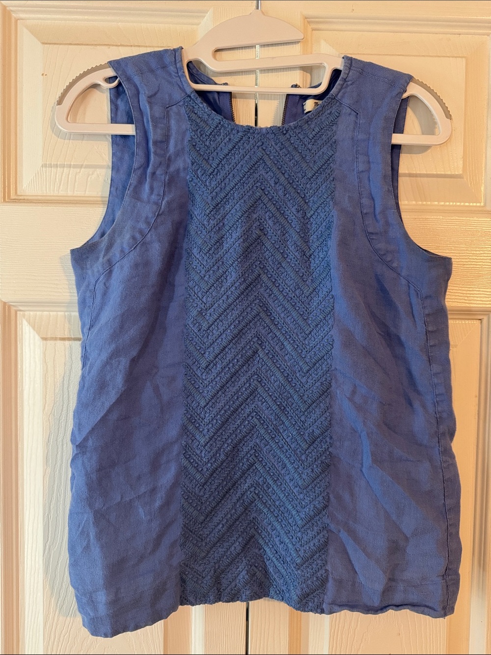 Madewell Blue Sleeveless Chevron-Texture Tank